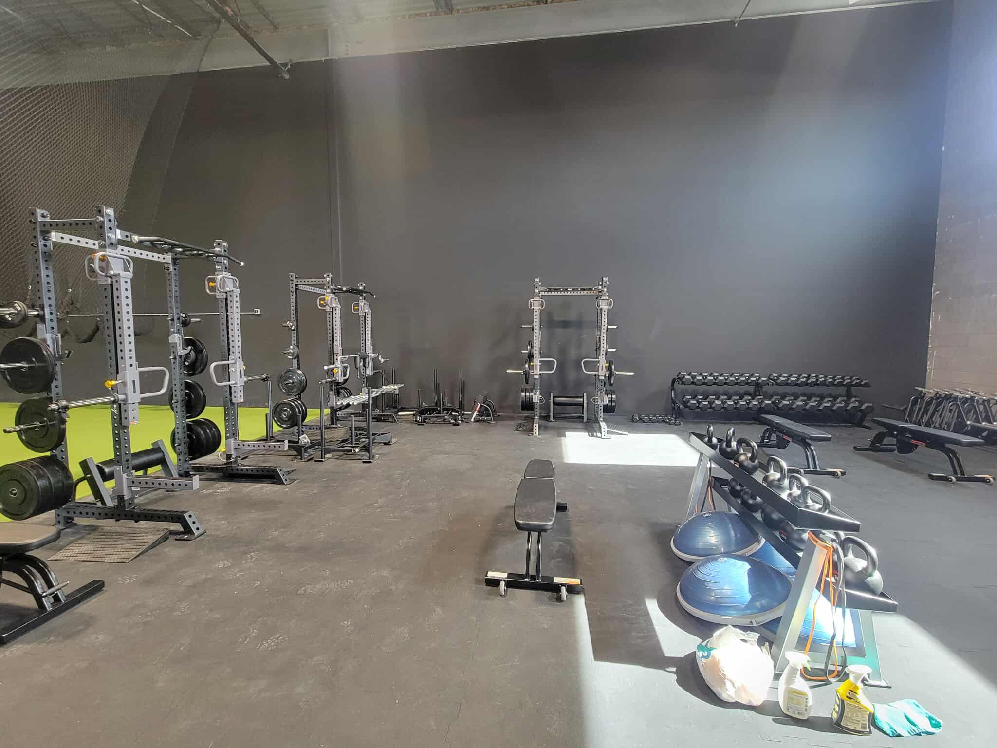 Gym equipment layout and training floor