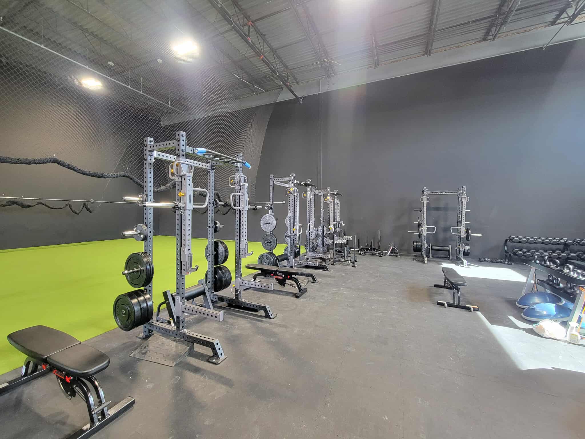 Gym build-out with equipment and flooring